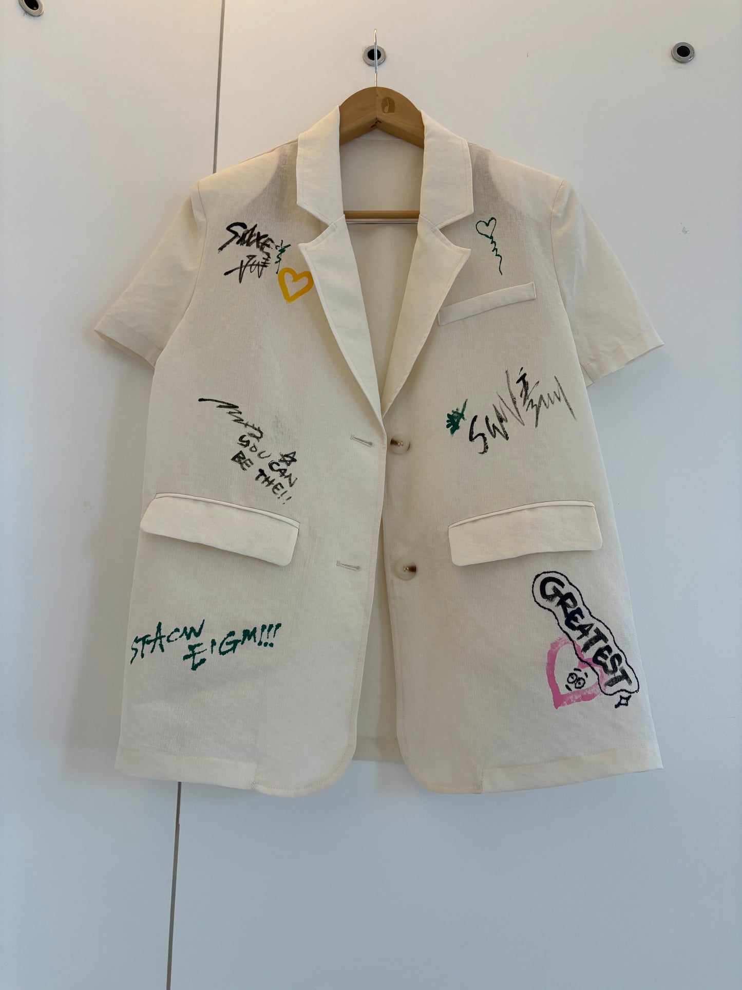 Words printed short sleeves blazer #00798