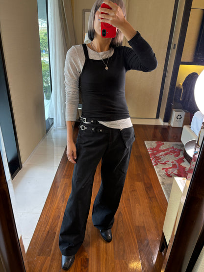 Double strap fake two pieces tee