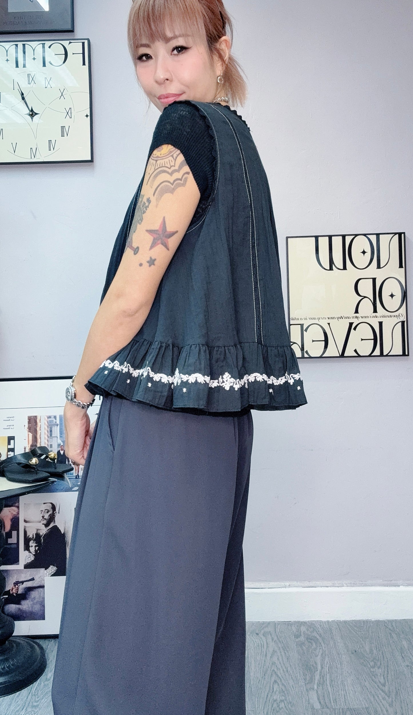 Stitch embroidery hem blouse #00627