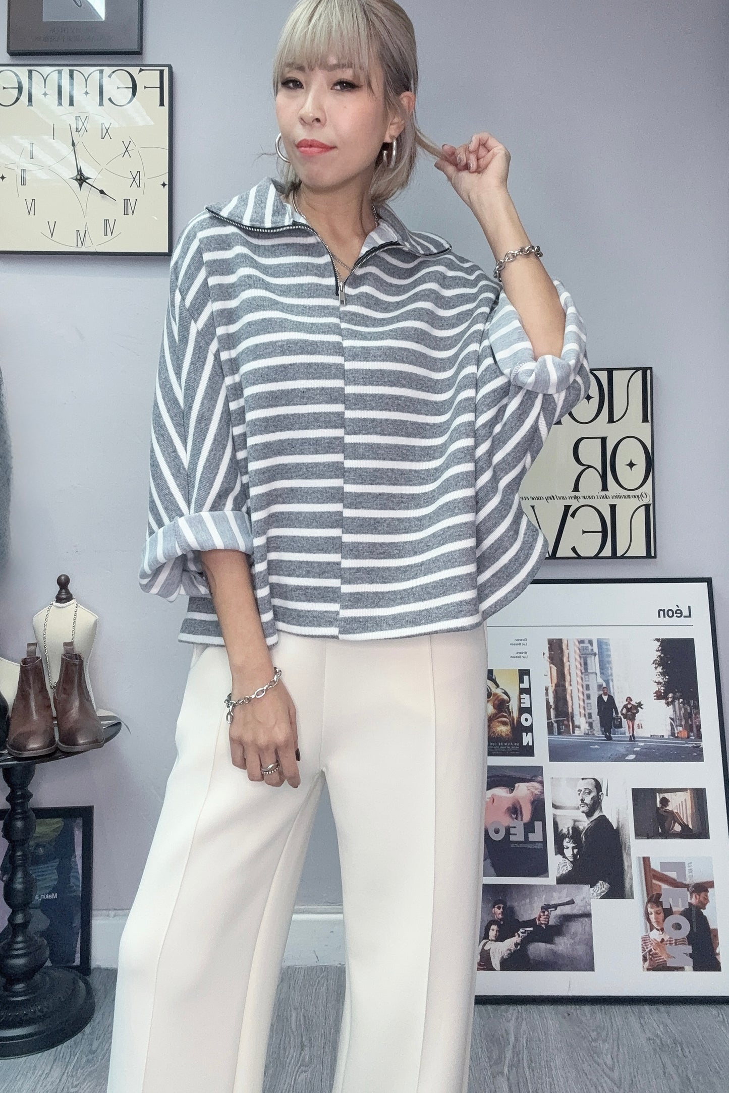 Batwing stripe top #00089