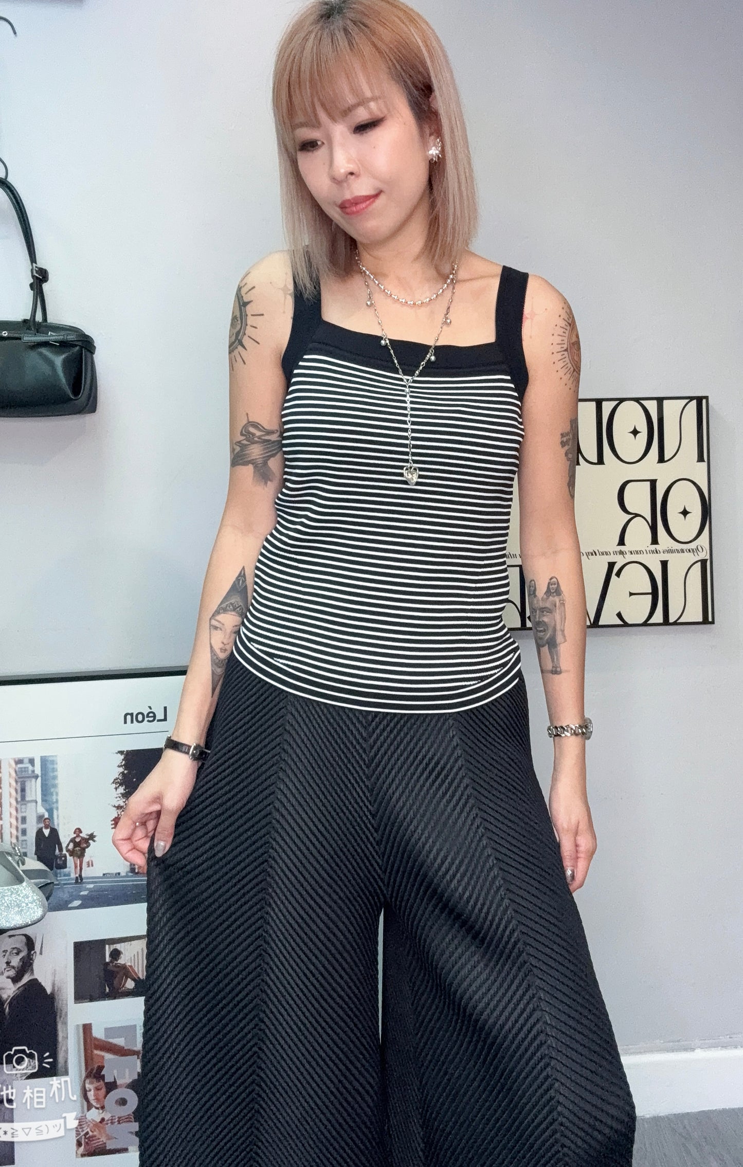 Striped knitted tank top #00725