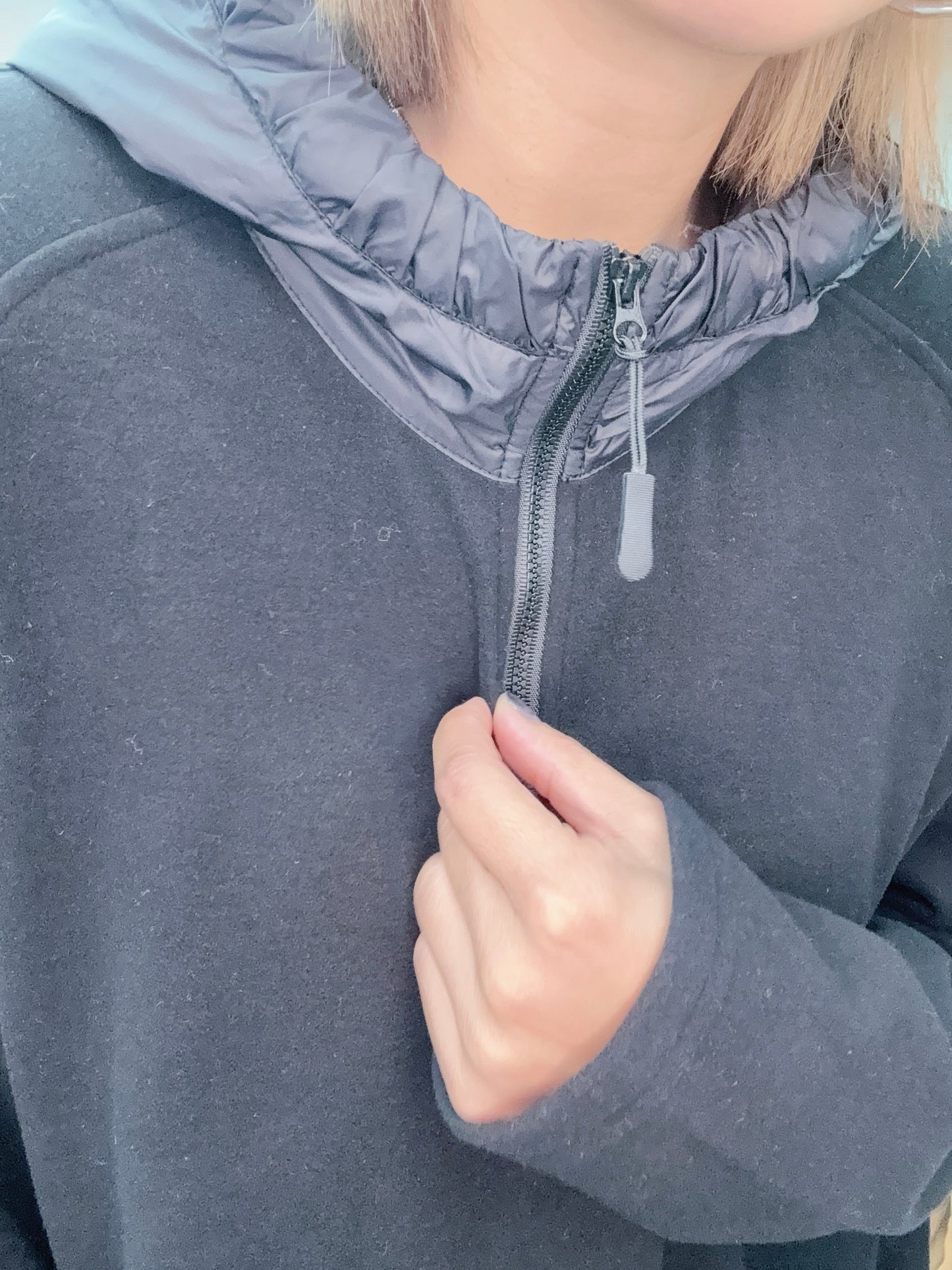 With hat half zip fleece top #00127