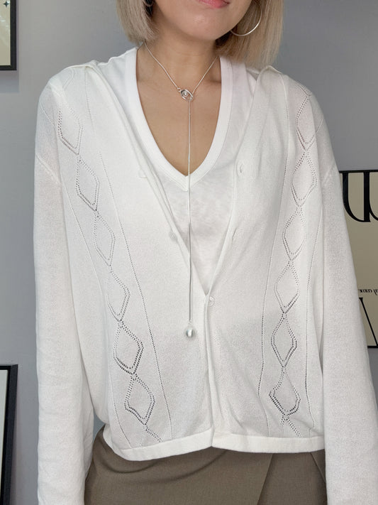 (🏷️-50%)Rhombus eyelet polo knit cardigan #00265