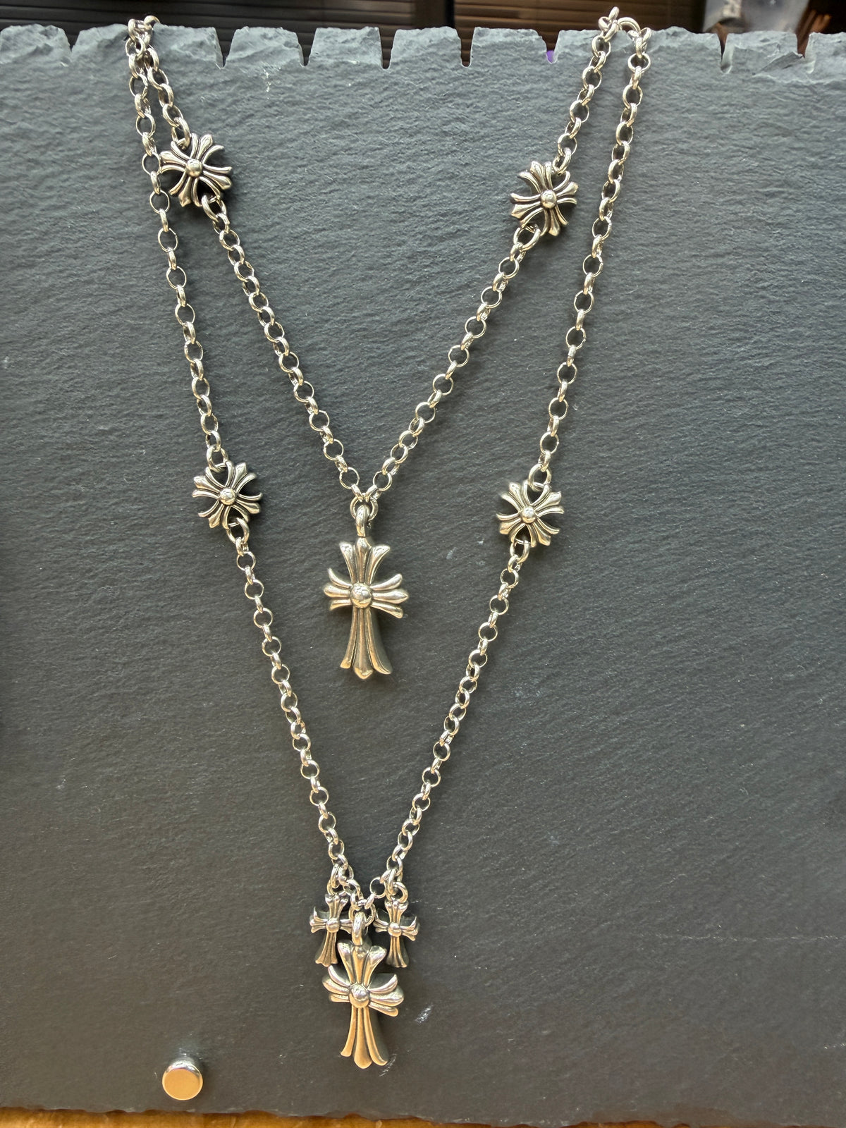 Double layered gothic oxidized necklace #ass013