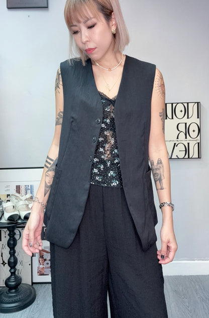 (-20%)V neck side pocket vest outer #00565