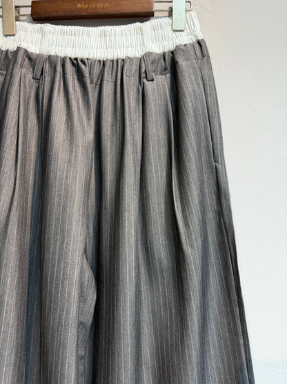 Double elatsic waist striped pants #00768
