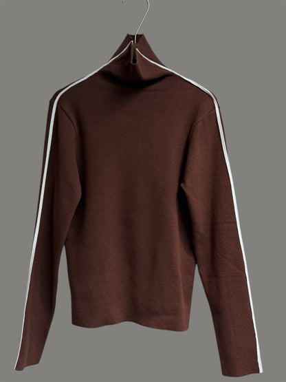 Stand collar side white wool top #00046