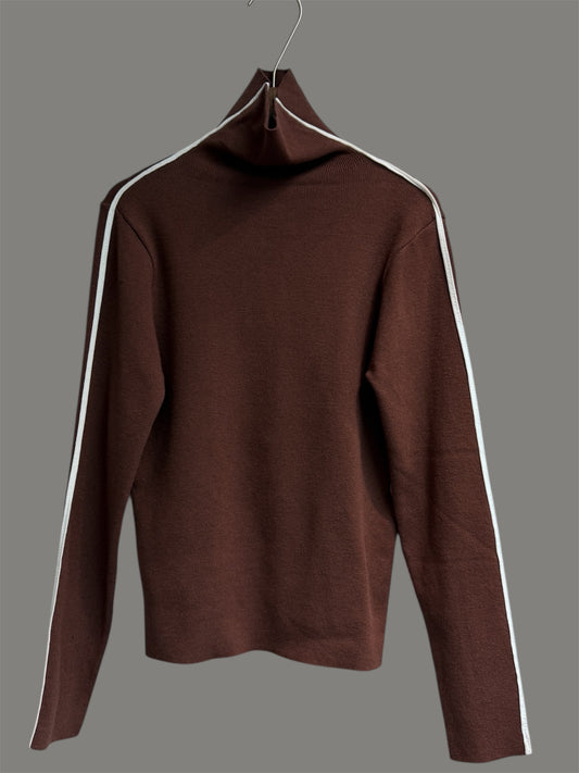 Stand collar side white wool top #00046