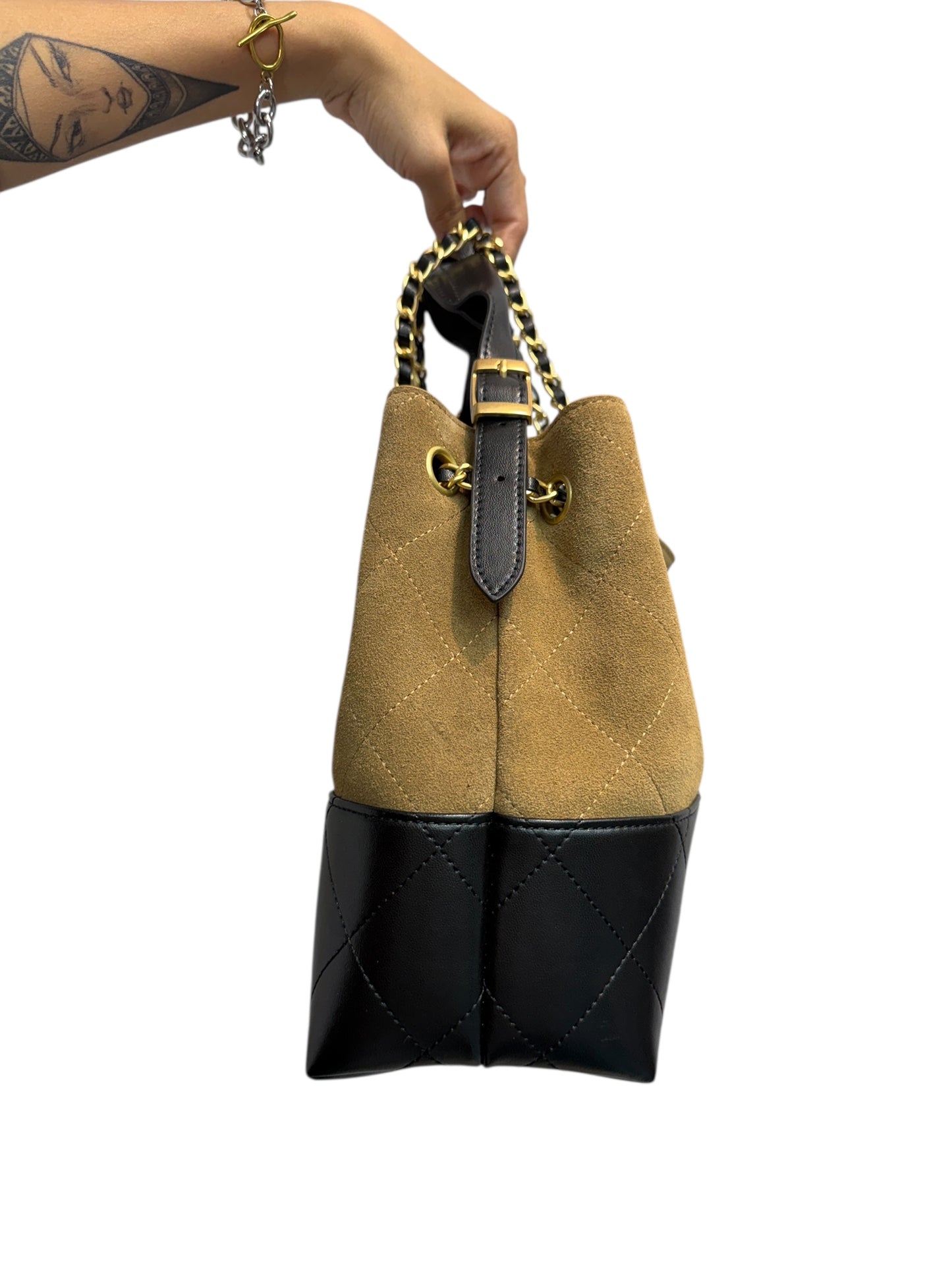 Color-block multiple leather bag