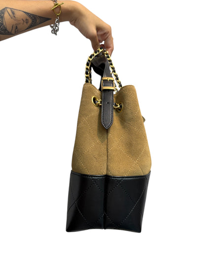 Color-block multiple leather bag