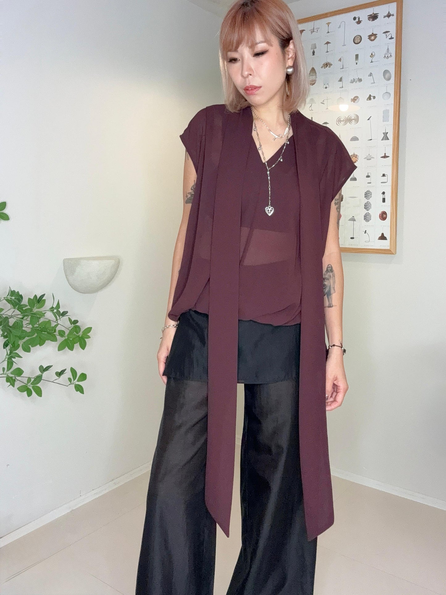 Two in one silky pants #00705