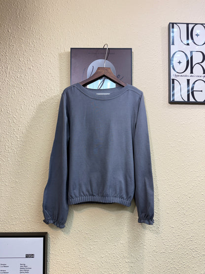 Puff hem plain knitted top #01031