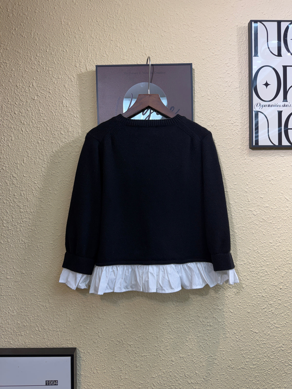 Ruffle shirt hem knitted cardigan #01010