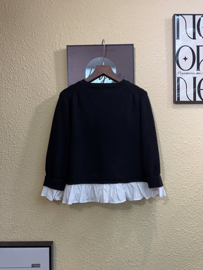 Ruffle shirt hem knitted cardigan #01010
