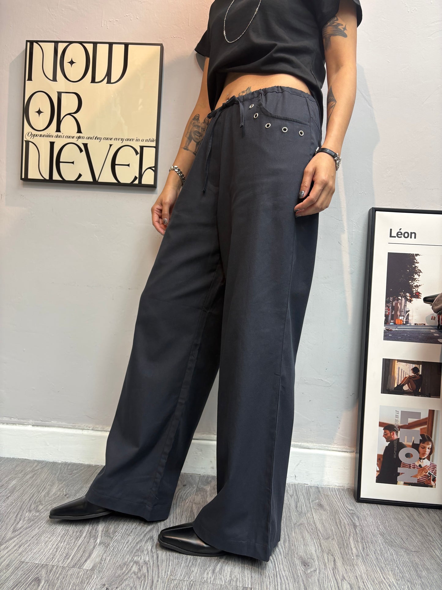 Eyelet waist pants #00716