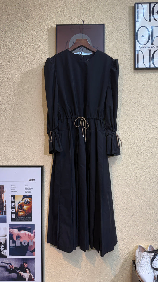 Puff sleeve tie waist one piece #00943
