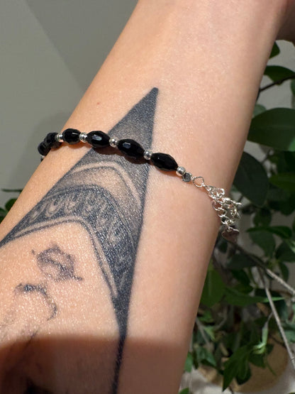 Mixed materials silver bracelet