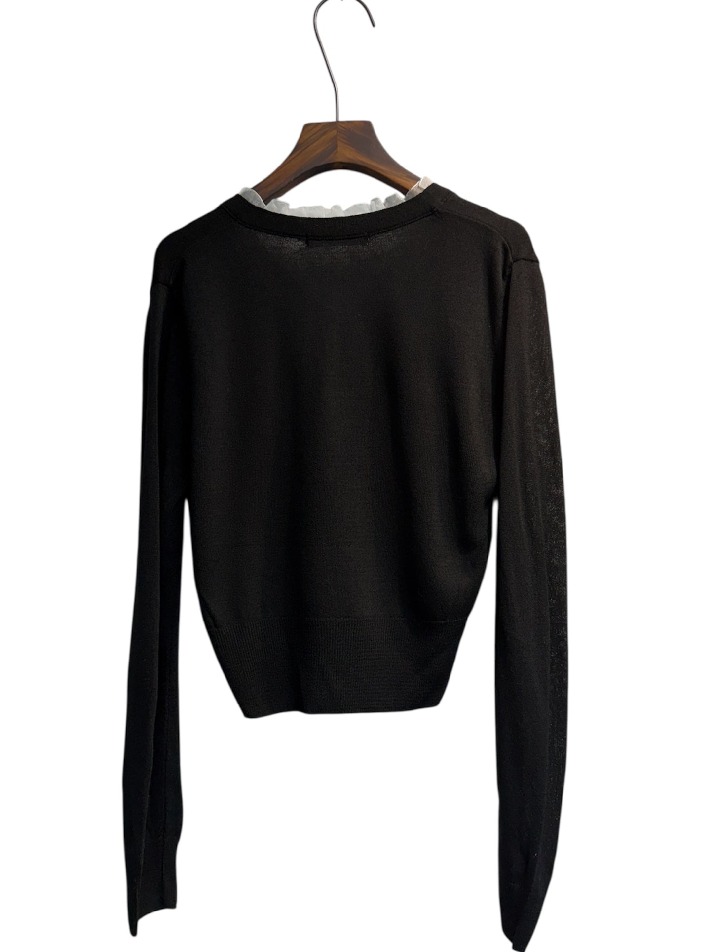 Ruffle v neck pearl buttons cardigan #00323