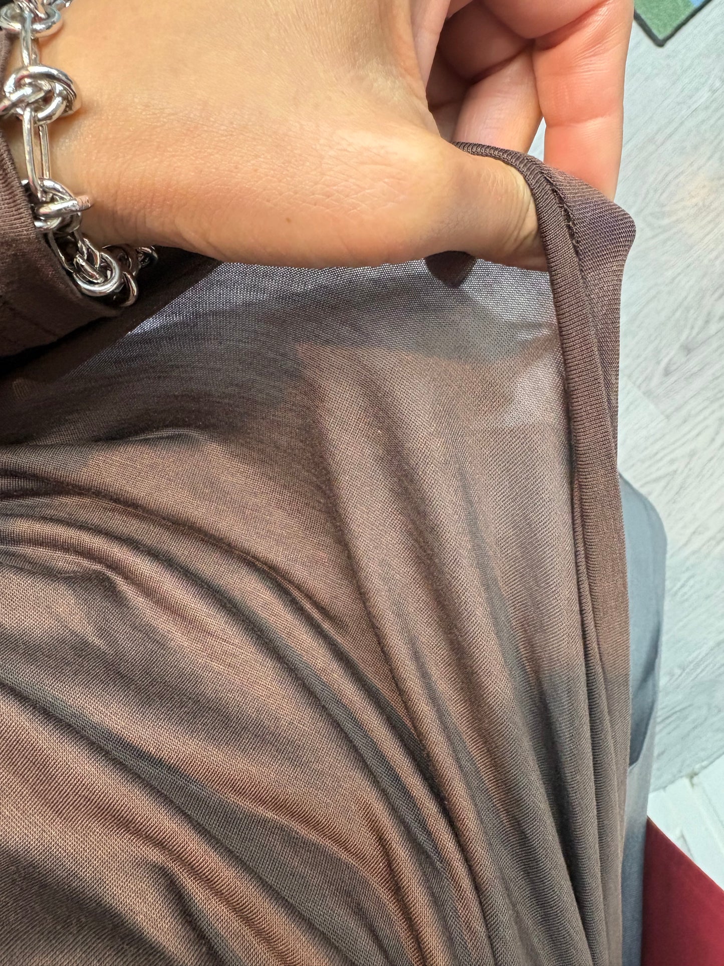 Back mesh plain tee #00409