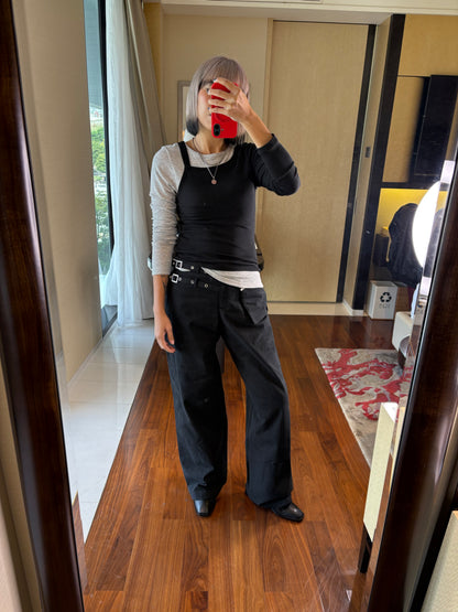 Double strap fake two pieces tee