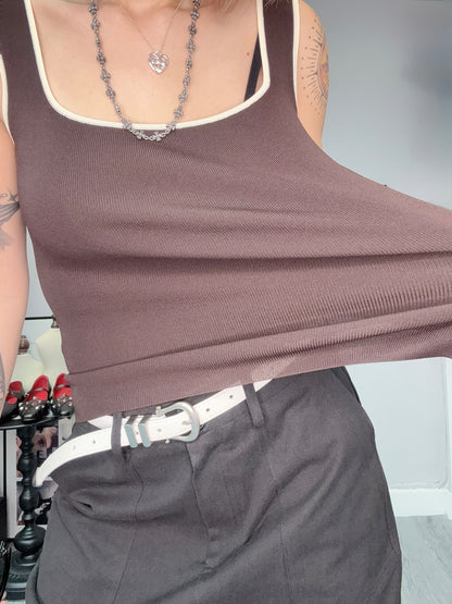 square collar knitted tank top #00602