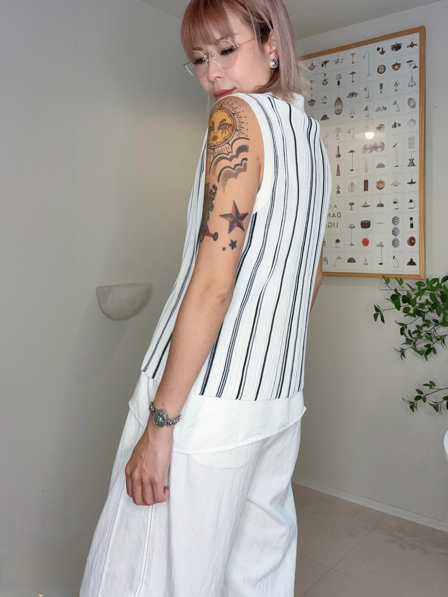 Striped polo knit #00690