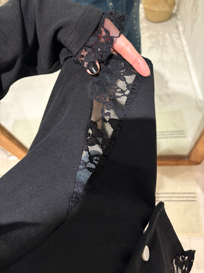 Side lace ruff hem cardigan #00014