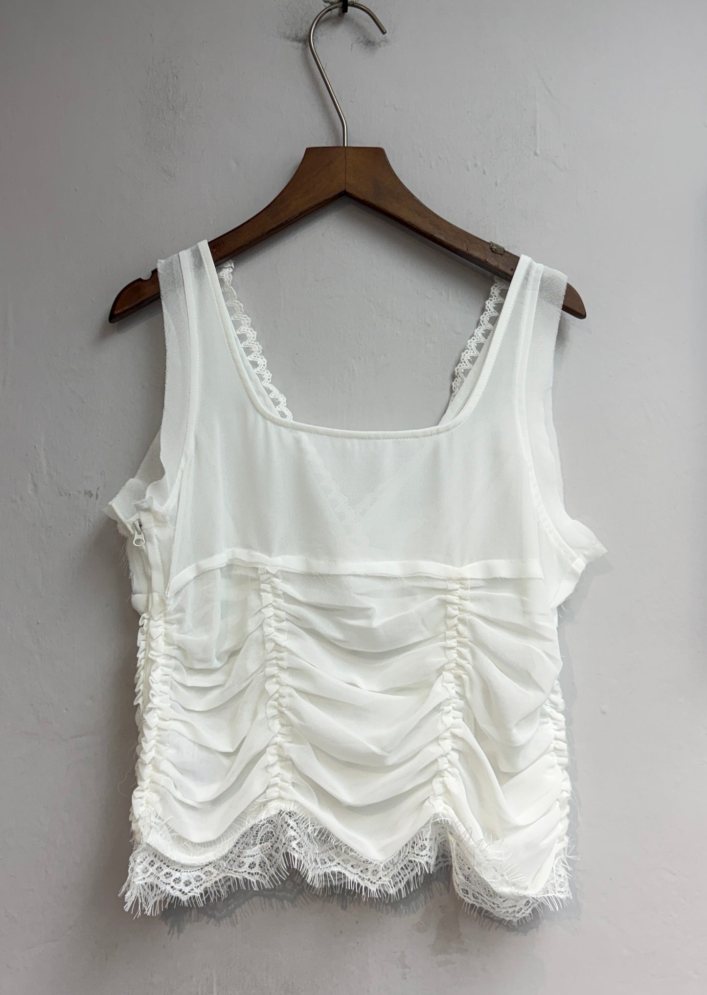 (A/W)Lace trim chiffon tank top #00841