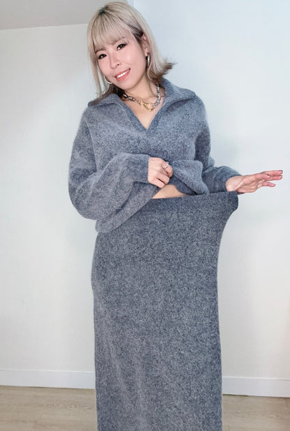 Banding softly knitted skirt #00151