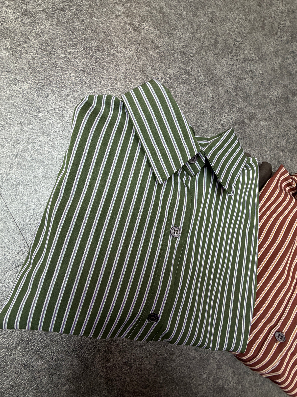 Striped puff hem shirt #00917