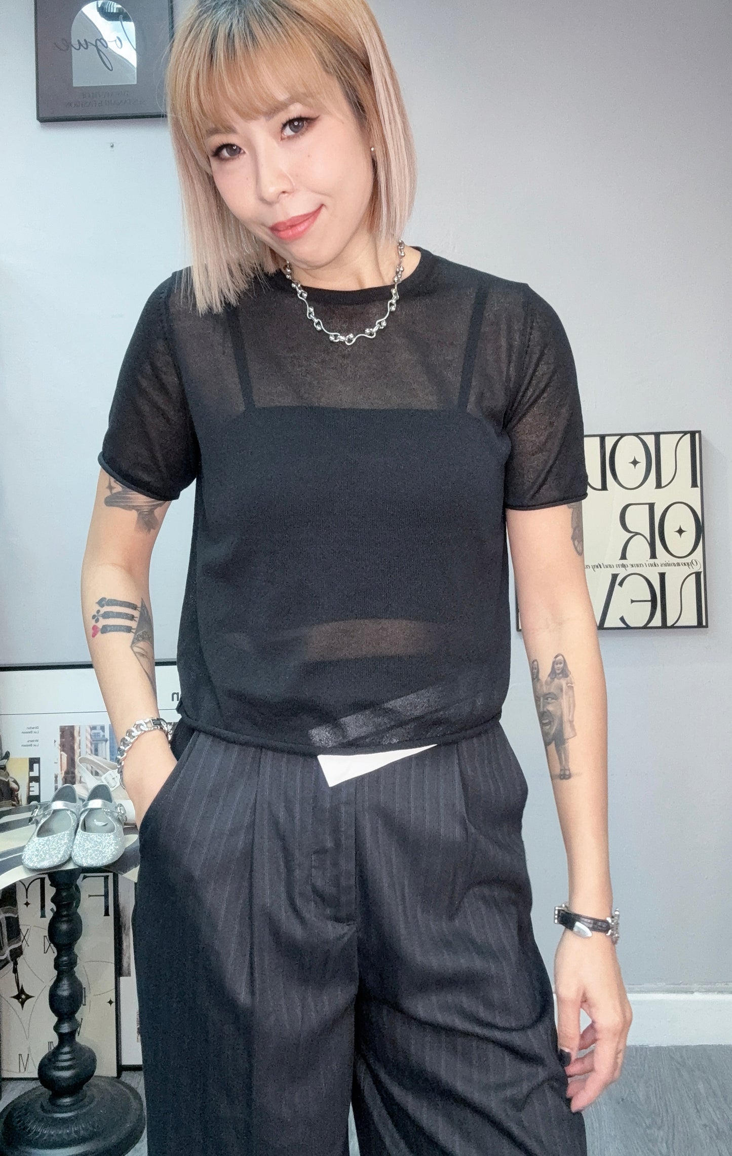 (-30%)plain tube x knit top #00795