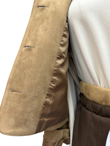 Leopard skin X fake leather collar jacket #00055