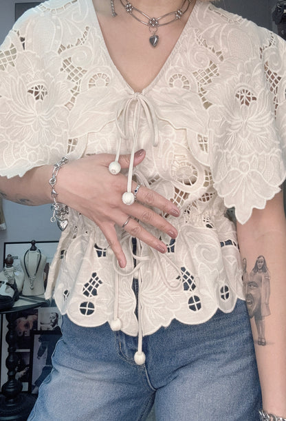 Front tie lace top #00325
