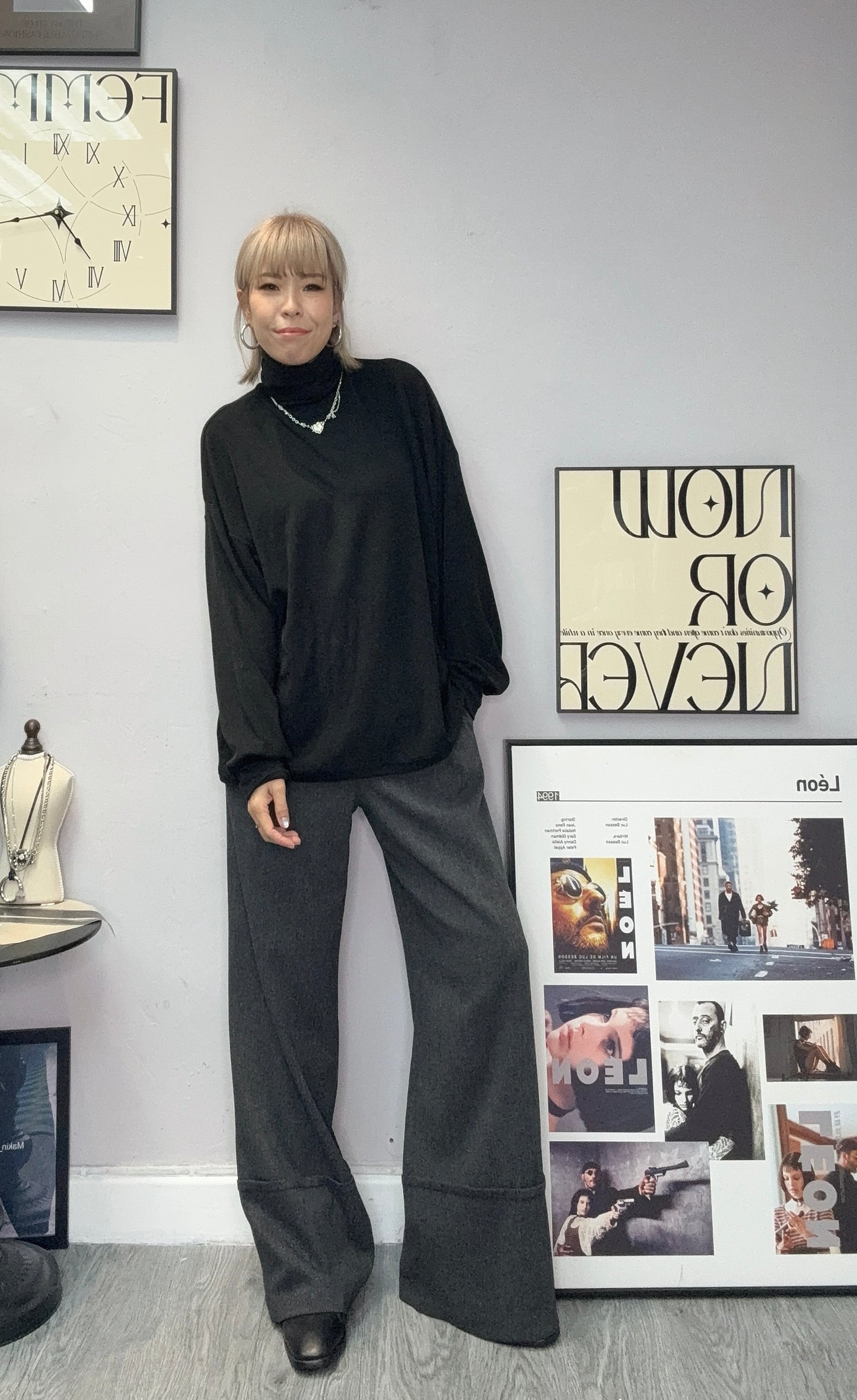 turtleneck wool loose cut tee #00048