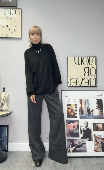 turtleneck wool loose cut tee #00048