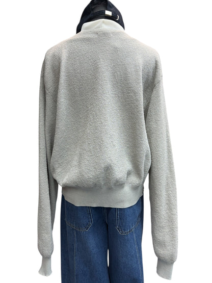 Deep v neck mix knit cardigan