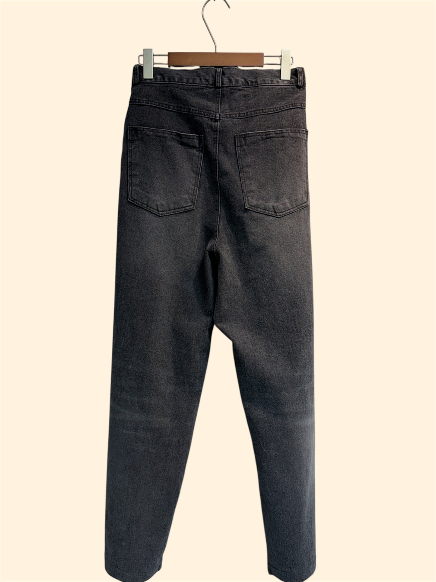 Two tone half elastic jeans #00299