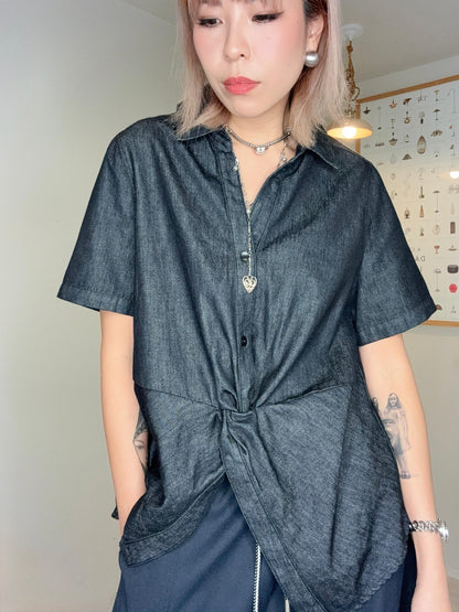 Denim style fabric blouse #00667