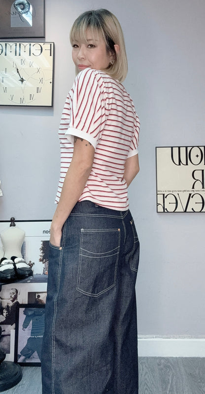 Stripe slim fit polo top #00386