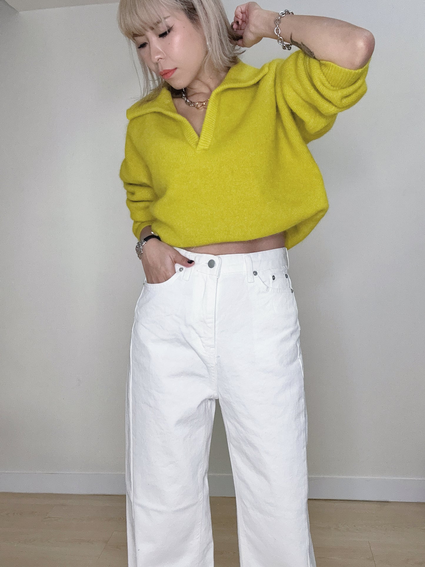 Front side line straight jeans #00152