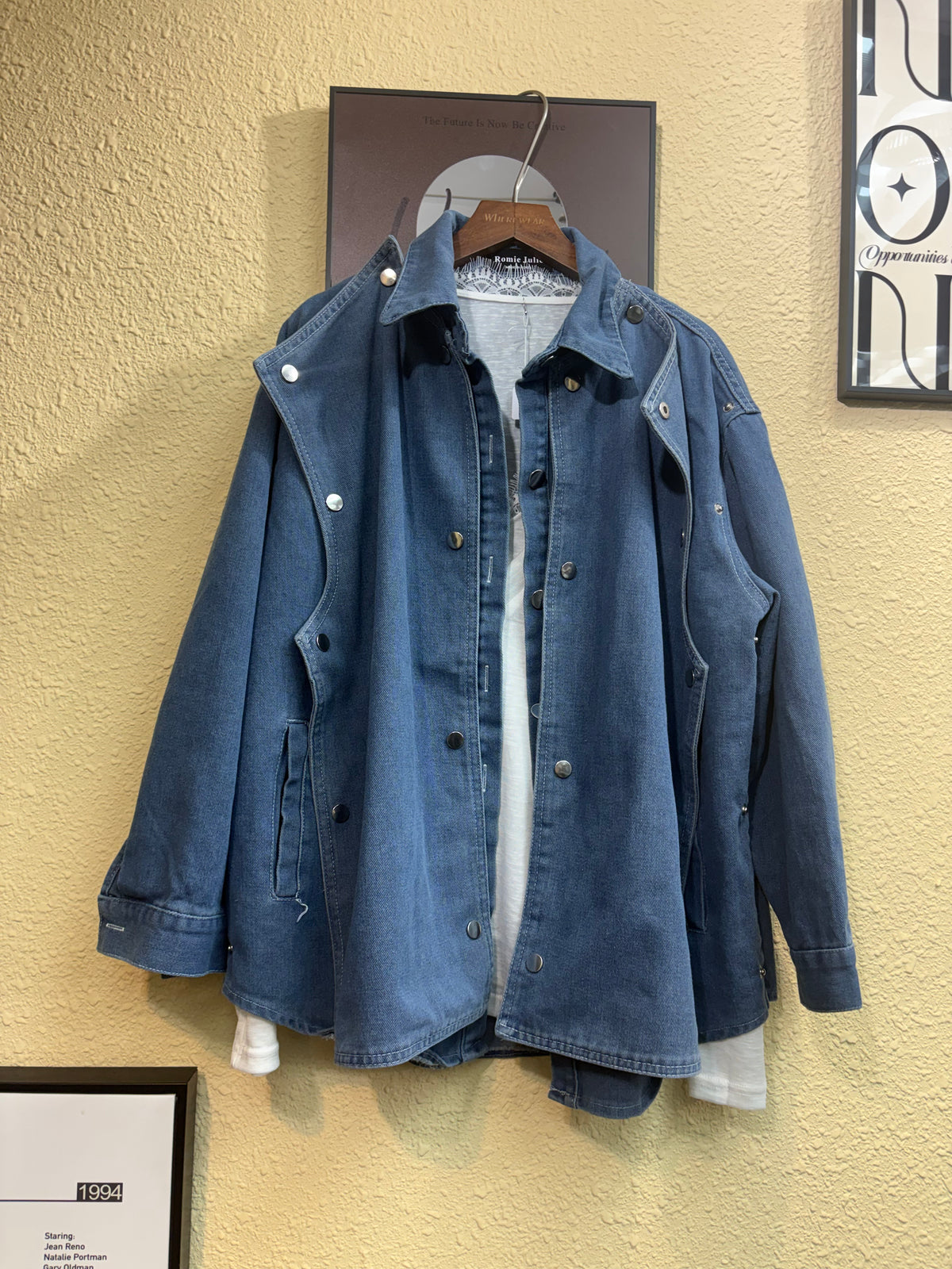 Shirt collar fake two pieces jacket #00974