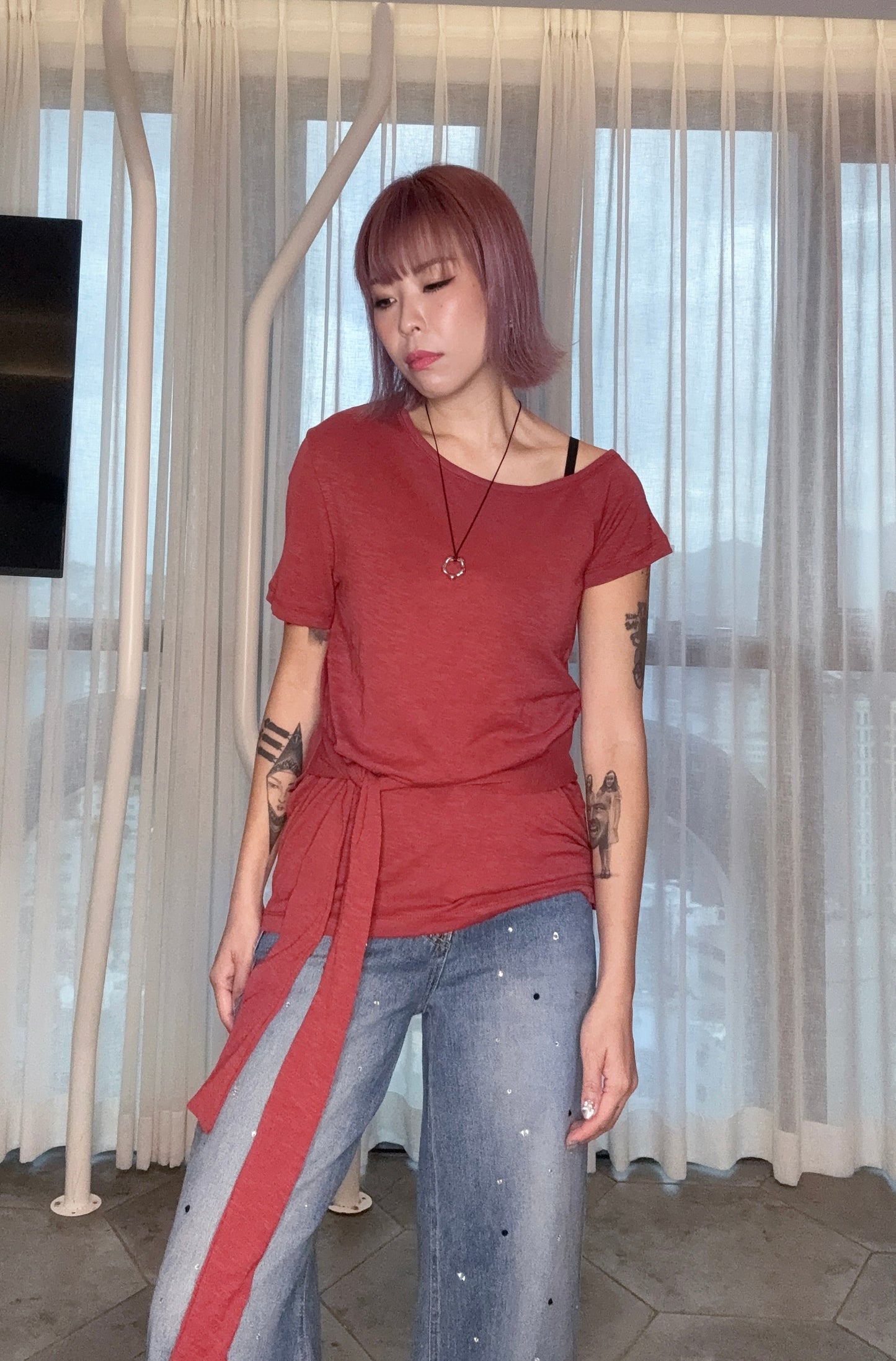 Tie waist tee #00815