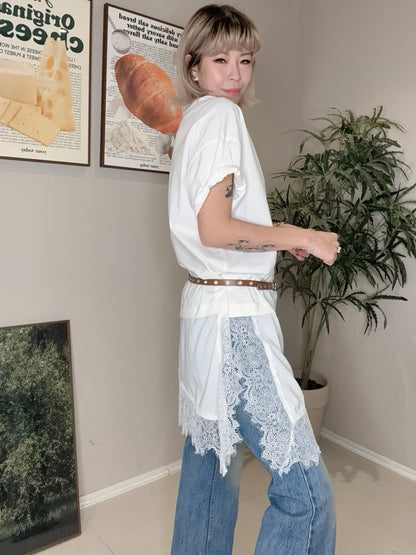 lace bottom tee #00362