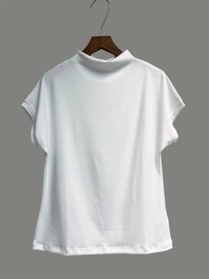 Half stand collar short sleeves tee #00019