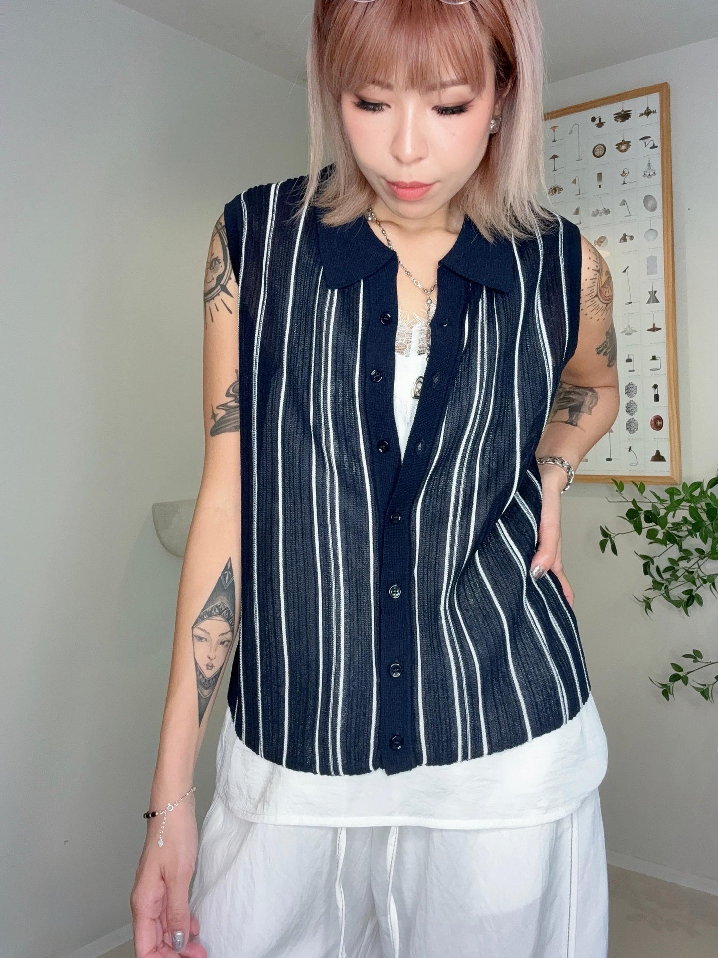 Striped polo knit #00690