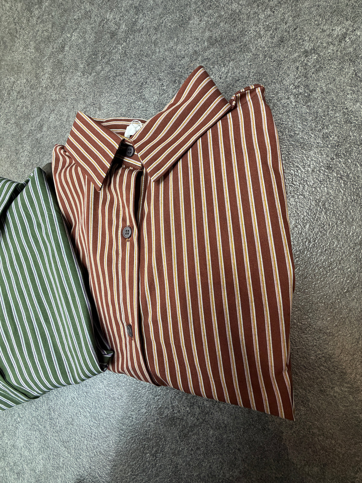 Striped puff hem shirt #00917