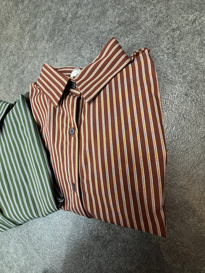 Striped puff hem shirt #00917