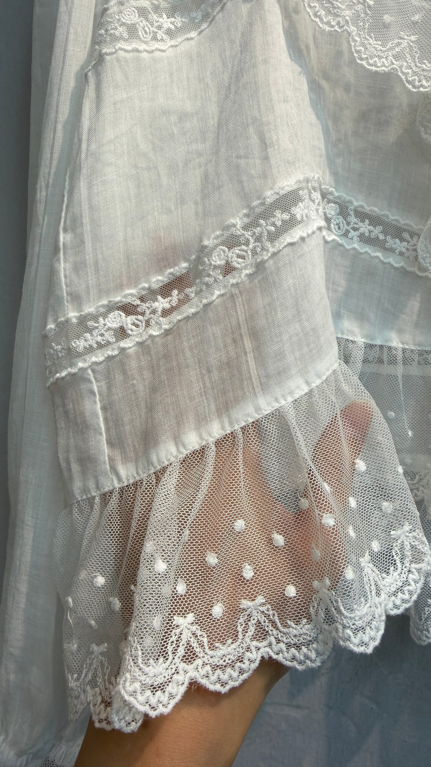 (-20%)Lace ruffles see though shirt #00776