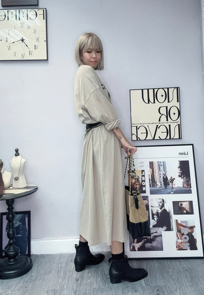 Words printed long one piece tee #00025