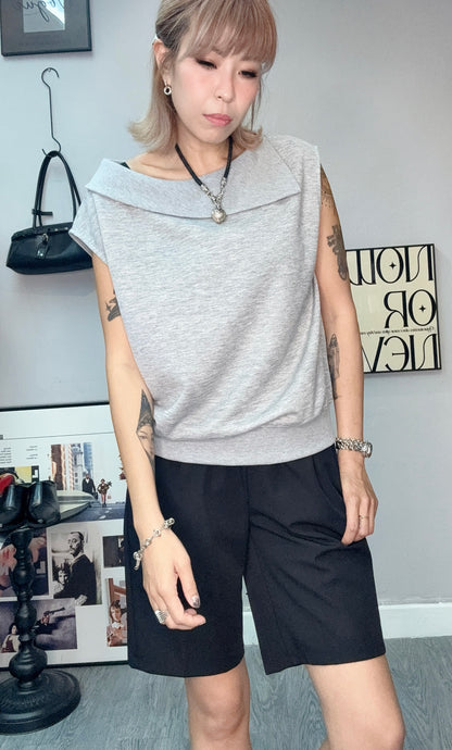 Fold over collar tee #00651